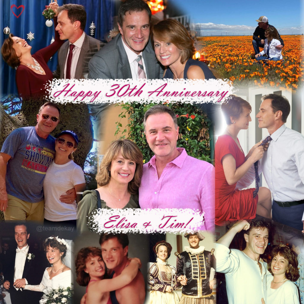 30th anniversary collage for Tim and Elisa DeKay, featuring various photos of them through the years.